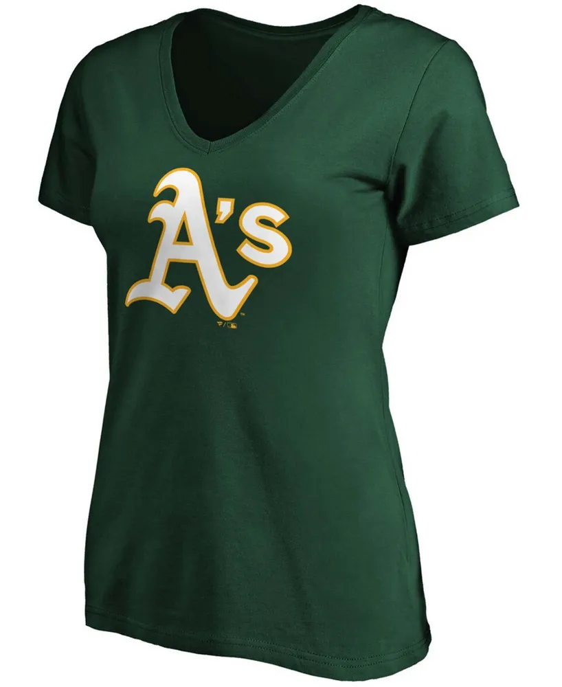 Women's Green Oakland Athletics Core Official Logo V-Neck T-shirt