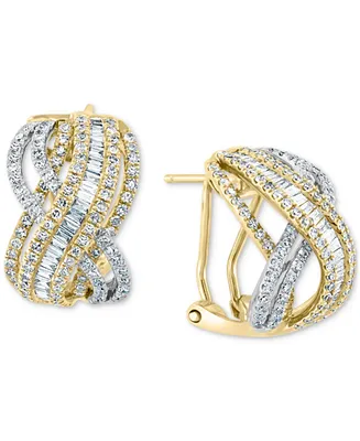 Effy Diamond Baguette & Round Crossover Statement Earrings (1-1/2 ct. t.w.) in 14k Gold and White Gold