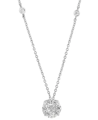 Effy Diamond Round Cluster 18" Pendant Necklace (3/4 ct. t.w.) in 14k White Gold