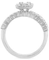 Effy Diamond Cluster Bridal Set (1 ct. t.w.) in 14k White Gold