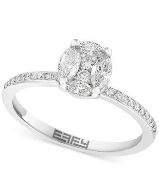Effy Diamond Oval Shaped Cluster Engagement Ring (3/8 ct. t.w.) in 14k Gold