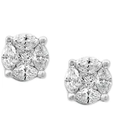 Effy Diamond Round Custer Stud Earrings (5/8 ct. t.w.) in 14k White Gold