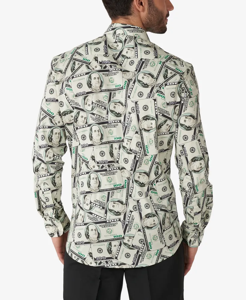 Men's Slim Fit Opposuits Cashanova Money Print Dress Shirt