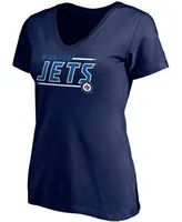 Women's Navy Winnipeg Jets Mascot Bounds V-Neck T-shirt