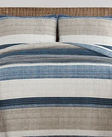 Nautica Ridgeport Blue Cotton Reversible Piece Quilt Set