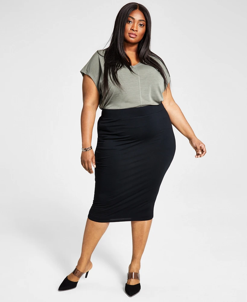 Bar Iii Trendy Plus Bodycon Jersey Midi Skirt, Created for Macy's