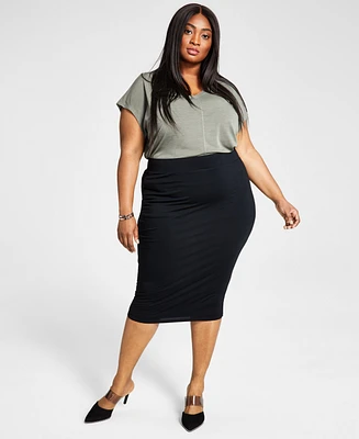 Bar Iii Trendy Plus Bodycon Jersey Midi Skirt, Created for Macy's
