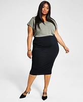 Bar Iii Trendy Plus Bodycon Jersey Midi Skirt, Created for Macy's