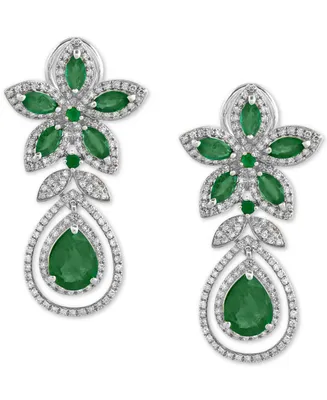 Brasilica by Effy Emerald (5-1/4 ct. t.w.) and Diamond (1-1/4 Teardrop Earrings 14k Gold or White Gold, Created for Macy's