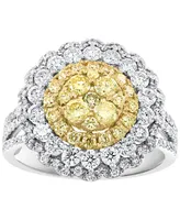 Effy Yellow & White Diamond Flower Ring (1-3/4 ct. t.w.) in 14k White & Yellow Gold