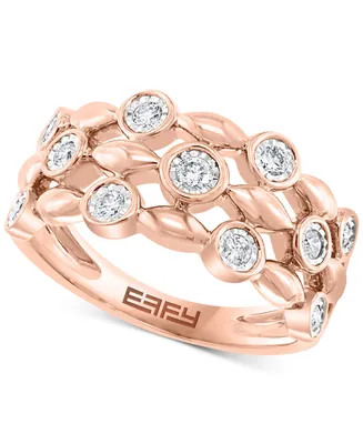 Effy Diamond Bezel Openwork Ring (1/4 ct. t.w.) in 14k Rose Gold