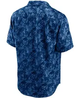 Men's Navy North Carolina Tar Heels Sport Jungle Shade Camp Button-Up Shirt