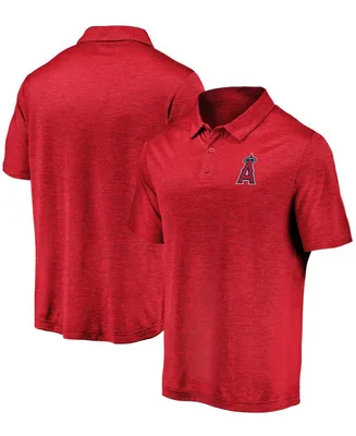 Men's Red Los Angeles Angels Iconic Striated Primary Logo Polo Shirt