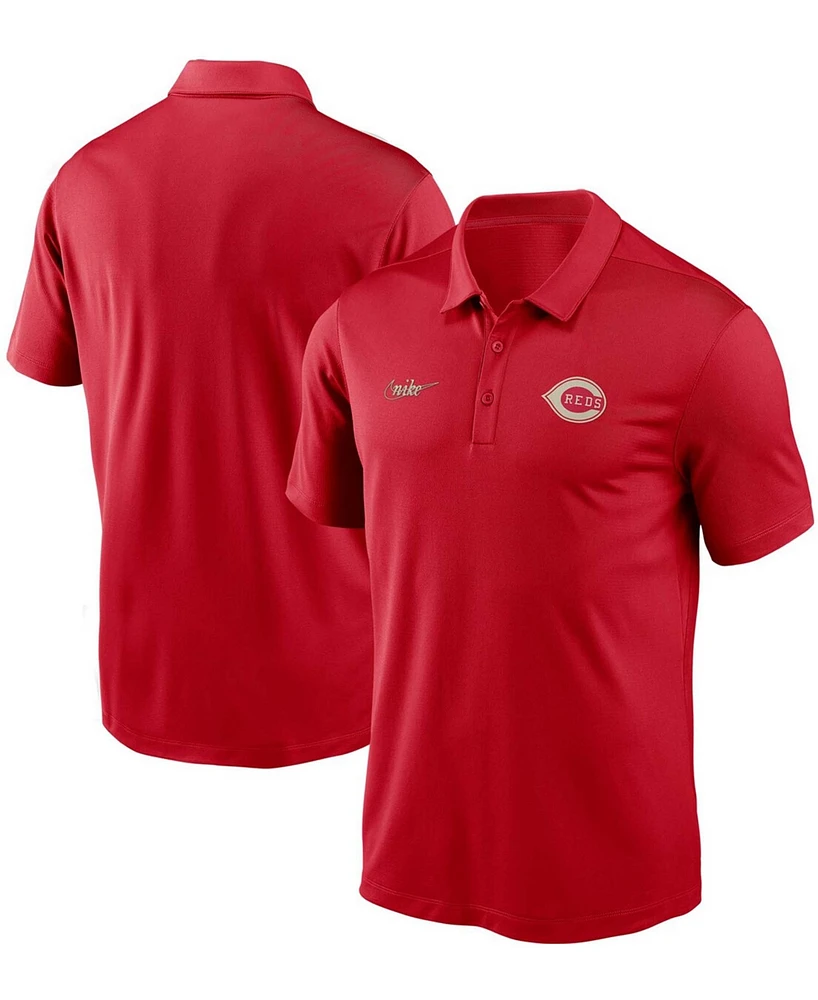 Men's Red Cincinnati Reds Cooperstown Collection Logo Franchise Performance Polo