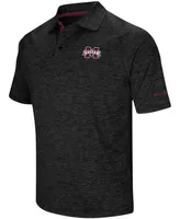 Men's Heathered Black Mississippi State Bulldogs Down Swing Raglan Polo