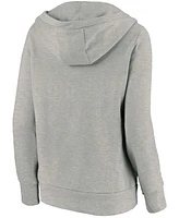 Women's Heathered Gray Wisconsin Badgers Primary Logo V-Neck Pullover Hoodie