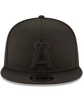 Men's Black Los Angeles Angels Black on Black 9FIFTY Team Snapback Adjustable Hat