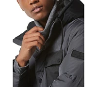 Marc New York Men's Halifax Fabric Blocked Quilted Hooded Trucker Jacket