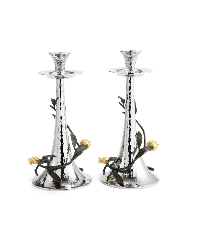 Pomegranate 2 Piece Candleholder Set - Gold