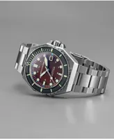 Spinnaker Men's Dumas Automatic Bordeaux with Silver-Tone Solid Stainless Steel Bracelet Watch 44mm