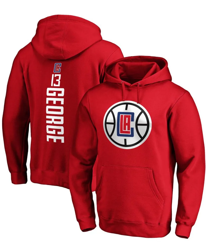 Men's Paul George Red La Clippers Team Playmaker Name and Number Pullover Hoodie