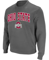 Men's Charcoal Ohio State Buckeyes Team Arch Logo Tackle Twill Pullover Sweatshirt