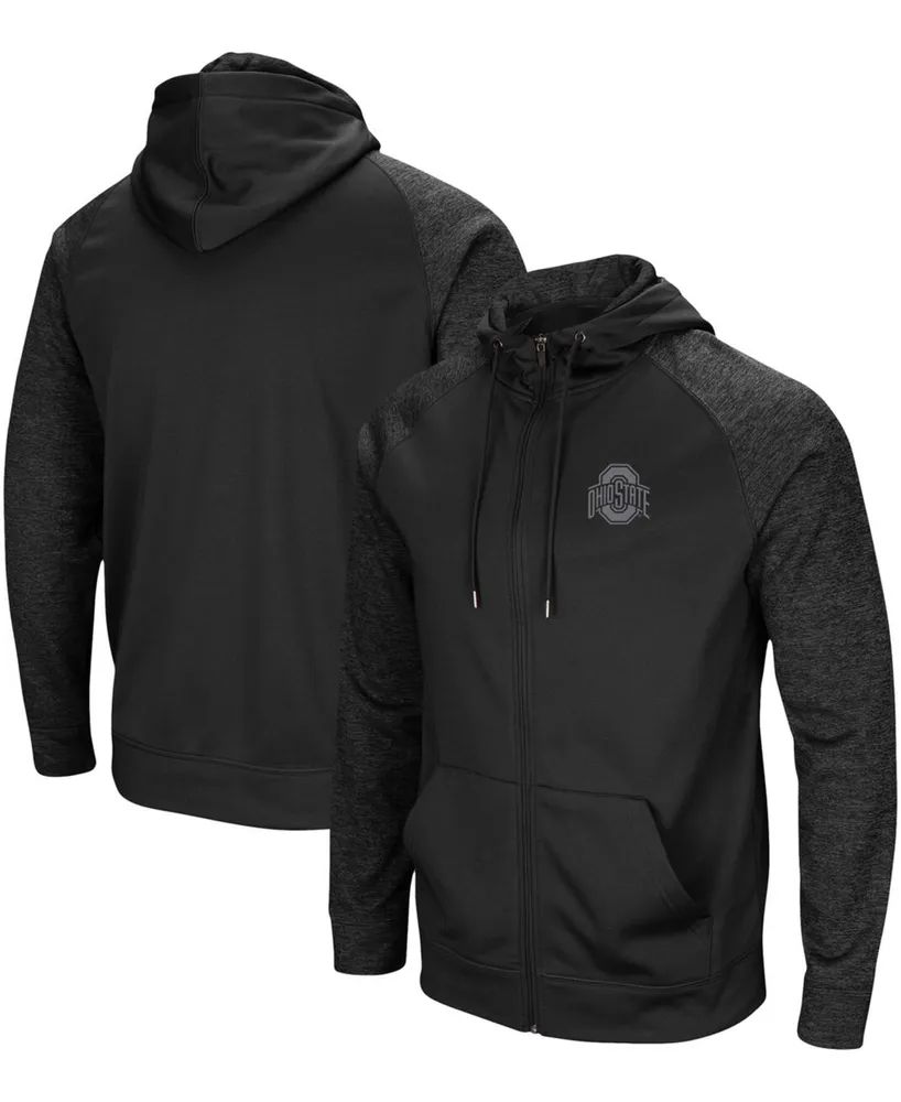 Men's Black Ohio State Buckeyes Blackout 3.0 Tonal Raglan Full-Zip Hoodie