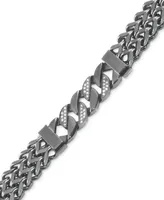 Men's Diamond Link Bracelet (1/5 ct. t.w.) in Gunmetal Ion-Plated Stainless Steel - Gun