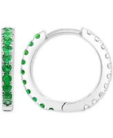 Lab-Grown Sapphire (1/2 ct. t.w.) & White (1/4 Reversible Hoop Earrings