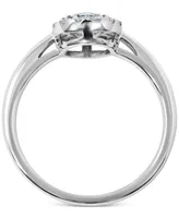 Aquamarine (3/4 ct. t.w.) & Diamond (1/5 ct. t.w.) Pear Halo Ring in 14k White Gold