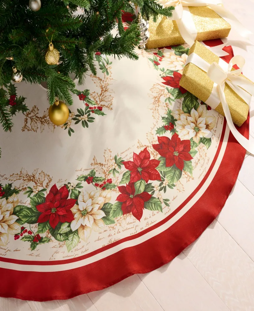 Poinsettias Christmas Tree Round Skirt