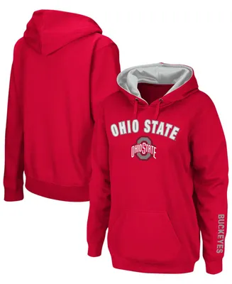 Women's Scarlet Ohio State Buckeyes Arch Logo 1 Pullover Hoodie