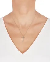 Diamond Cross 18" Pendant Necklace (1/4 ct. t.w.) in 10k Gold, 16" + 2" extender