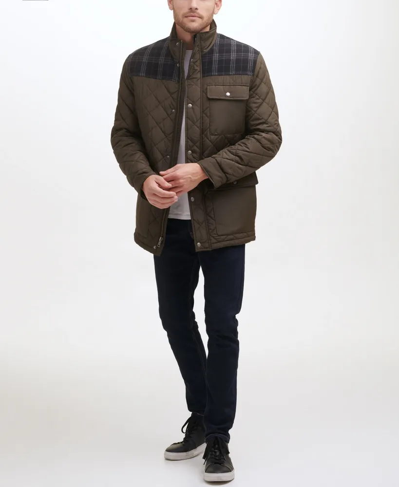 Cole Haan Men's Mixed Media Diamond-Like Quilt Coat