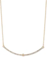 Lauren Ralph Lauren Gold-Tone Pave Curved Bar Statement Necklace, 16" + 3" extender