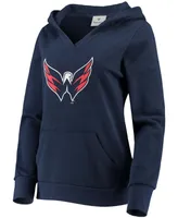 Plus Size Navy Washington Capitals Primary Team Logo Fleece V-Neck Pullover Hoodie