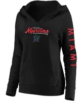 Plus Size Black Miami Marlins Core High Class Crossover Pullover Hoodie