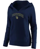 Plus Navy Milwaukee Brewers Core Team Lockup V-Neck Pullover Hoodie