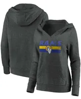 Plus Heathered Charcoal Los Angeles Rams First String V-Neck Pullover Hoodie