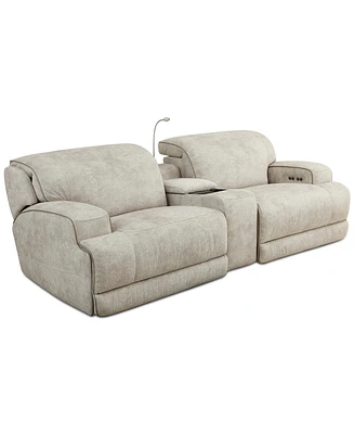 Sebaston 3-Pc. Fabric Sofa with 2 Power Motion Recliners and 1 Usb Console, Created for Macy's