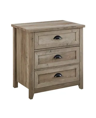 25" 3 Drawer Cup Handle Framed Nightstand