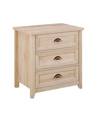 25" 3 Drawer Cup Handle Framed Nightstand