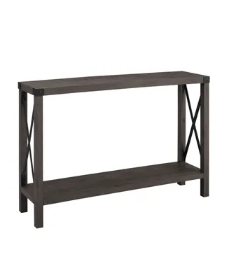 Farmhouse Metal-x Entry Table with Lower Shelf