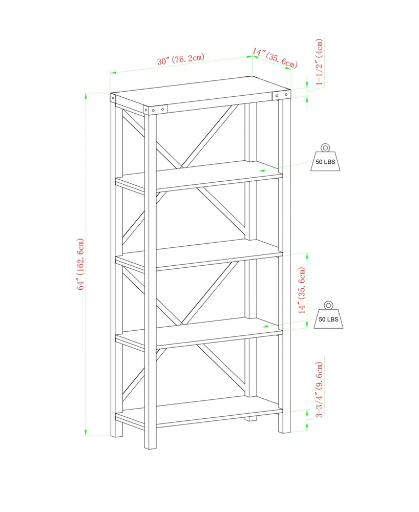 64" Metal X Bookcase