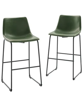 30" Contemporary Metal-Leg Faux Leather Barstool, Set of 2