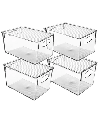 Sorbus Large Plastic Storage Bins with Lids - for Kitchen Organization, Pantry/Storage Organizers, Fridge Organizer - Clear Storage Bins (4 pack)
