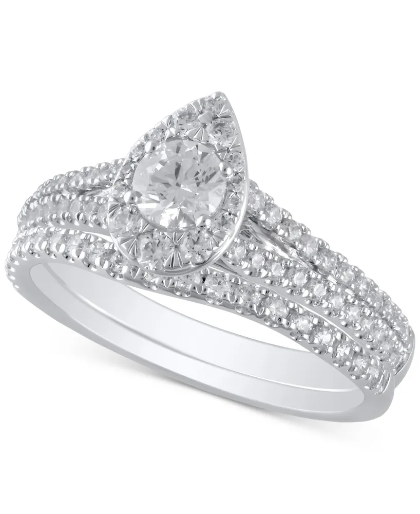 Diamond Teardrop Halo Bridal Set (1 ct. t.w.) in 14k White Gold