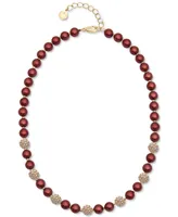 Charter Club Gold-Tone Pave Fireball & Imitation Pearl Collar Necklace, 17" + 2" extender, Created for Macy's