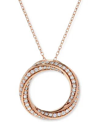 Diamond Circle Pendant Necklace (3/8 ct. t.w.) 14k White, Yellow or Rose Gold, 16" + 2" extender
