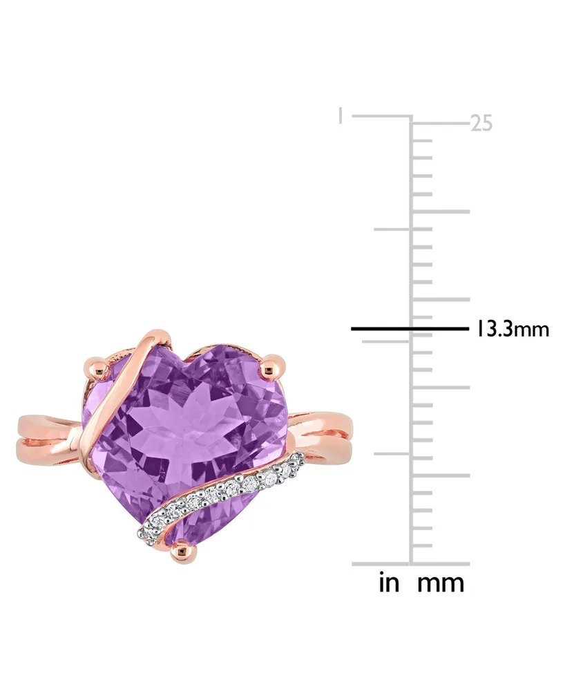 Amethyst (6-1/2 ct. t.w.) & Diamond (1/20 Heart Swirl Ring 18k Rose Gold-Plated Sterling Silver